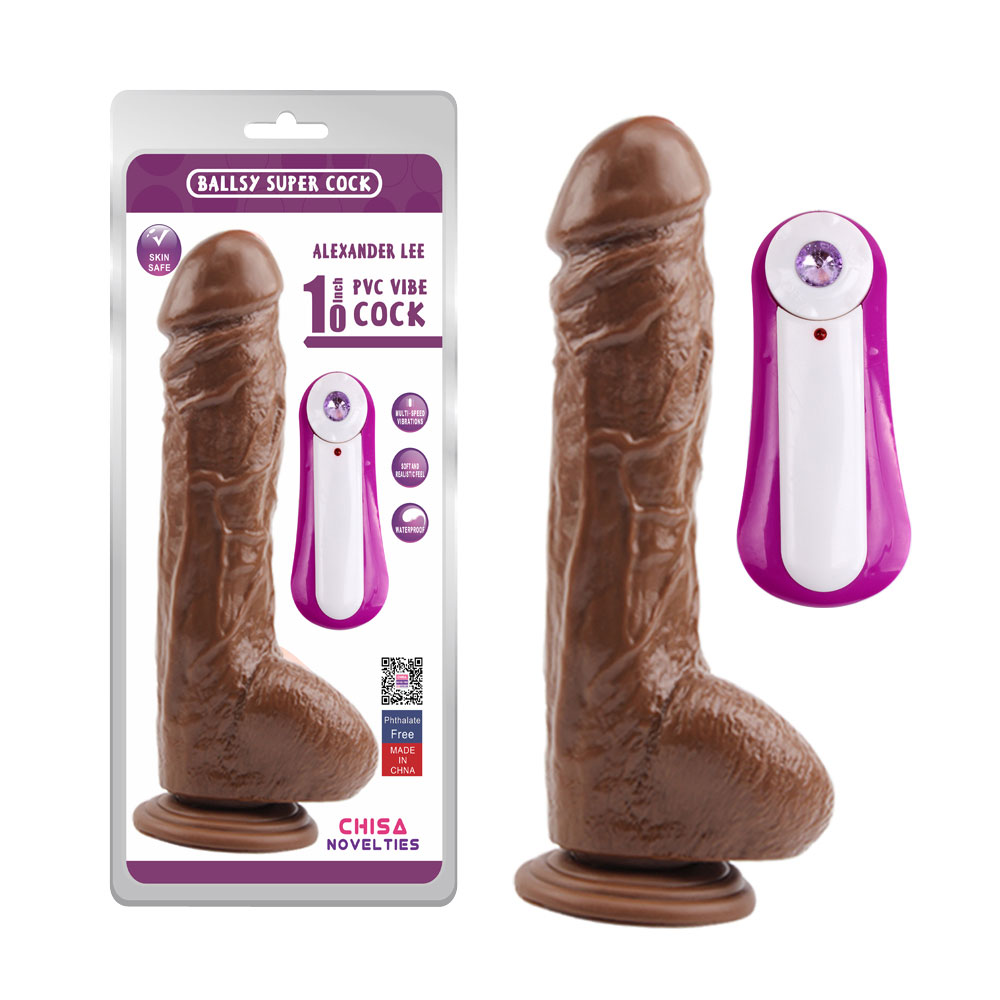 Realistic dildos Alexander Lee 10'' Vibrating Dildo-Brown